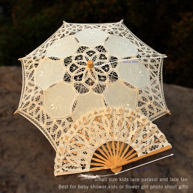 Rynx | Victorian Elegance Bottle Umbrella and Fan Set: Handmade Timeless Beauty A0105 Beige Children