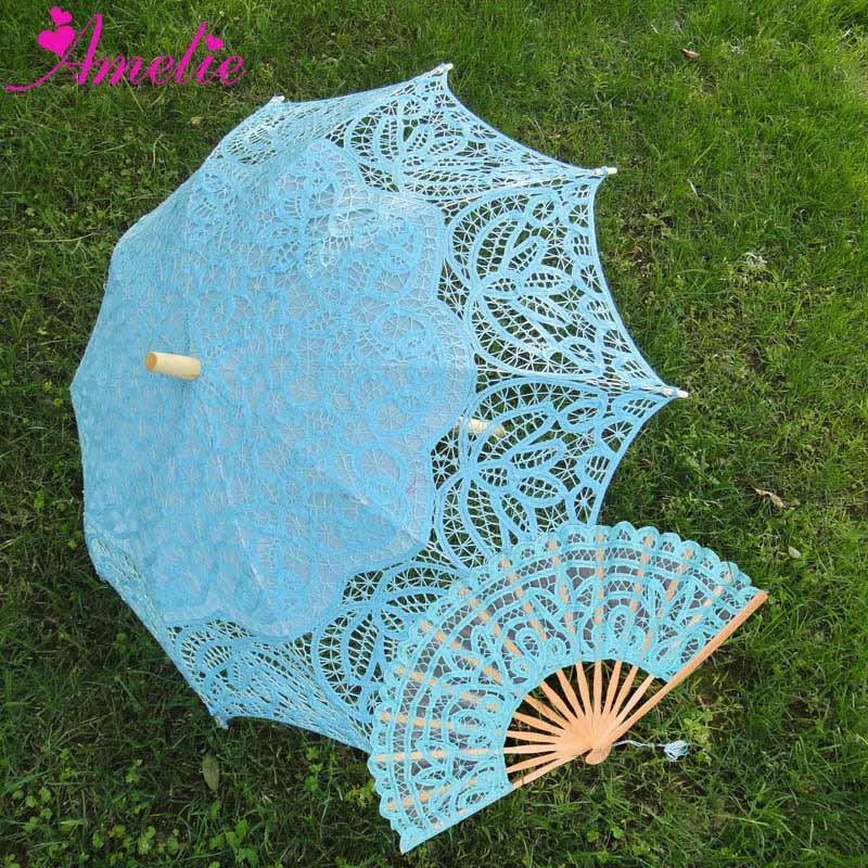 Rynx | Victorian Elegance Bottle Umbrella and Fan Set: Handmade Timeless Beauty A0104 turquoise blue