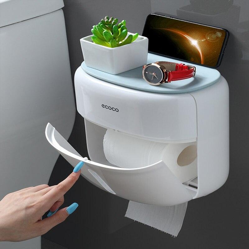 Rynx | Bathroom organizer with phone holder and quick-change toilet paper function
