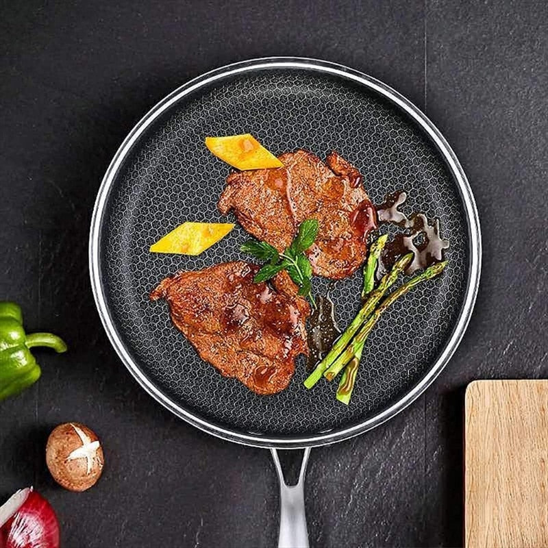 RYNX | High-quality stainless steel frying pan with anti-stick pixel technology – Perfect for healthy frying