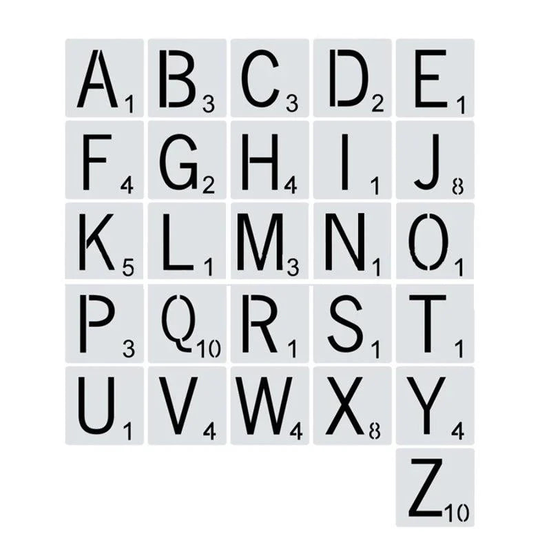 Rynx | 26-piece versatile alphabet stencil set for creative crafting projects and home decor