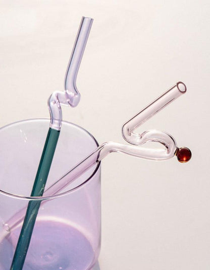 Rynx | GlassLuxe Twist Glass Straw Set | Colorful Drinking Straws | Sustainable & Reusable | For Cocktails & Smoothies