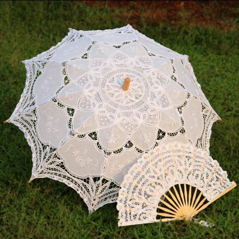 Rynx | Victorian Elegance Bottle Umbrella and Fan Set: Handmade Timeless Beauty A0101 white