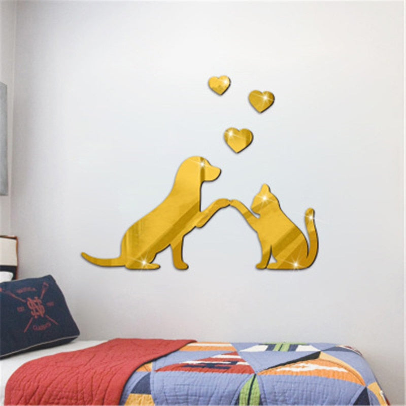 Rynx | Funny Cat and Dog Acrylic Wall Sticker