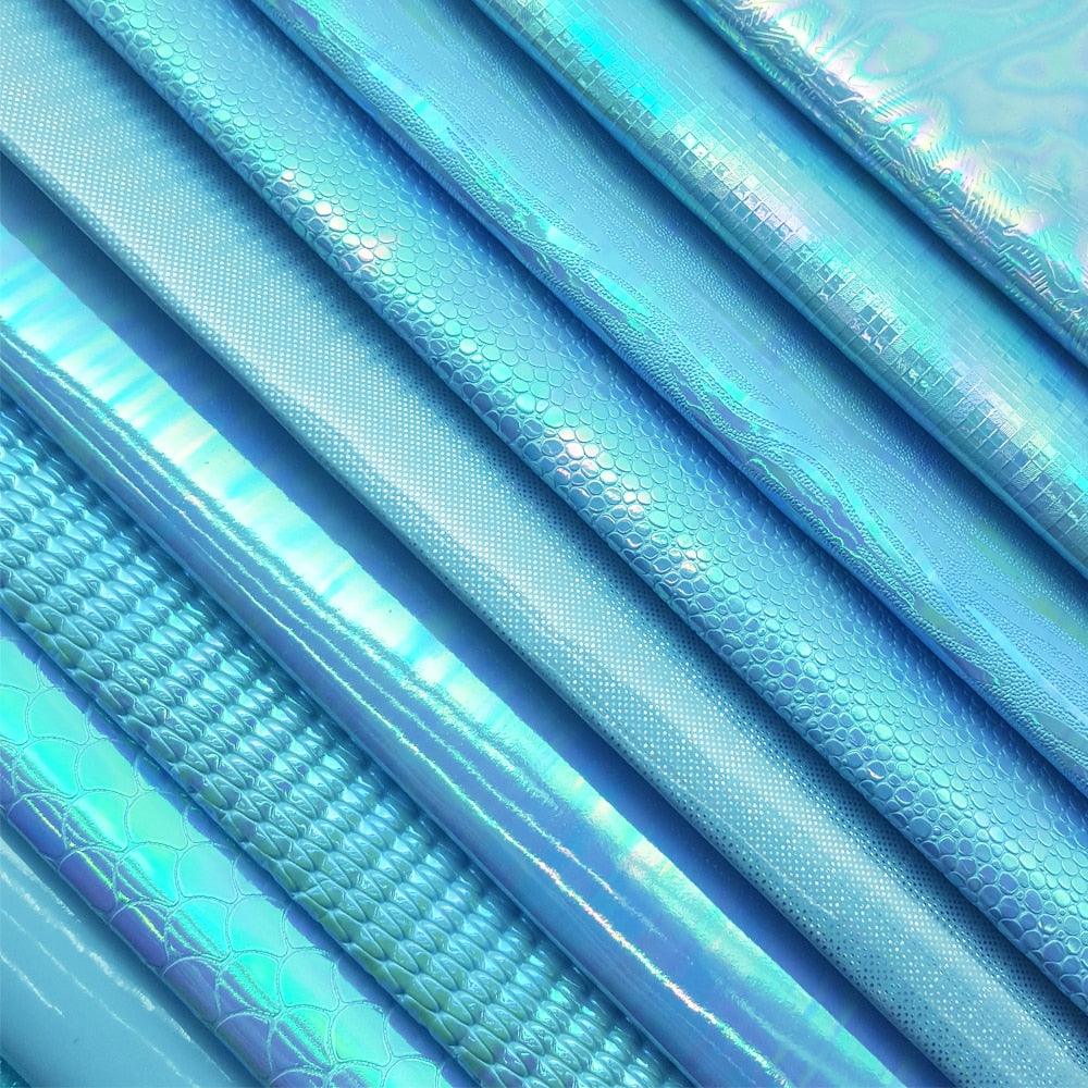 Rynx | Irisdente Blue Snake Glossy Fabric for Creative Crafting
