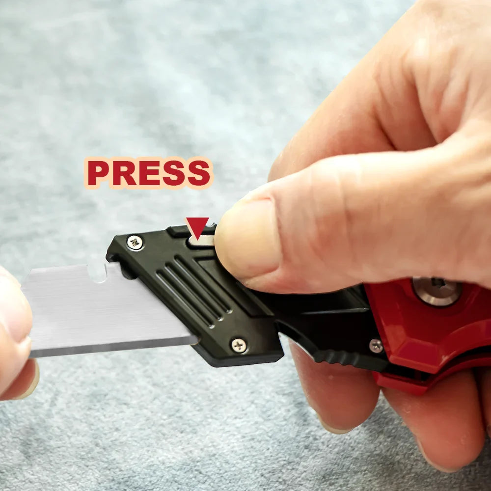 Rynx | T TOVIA Folding Utility Knife - Replaceable Cutter for Cable, Cartons, and Cardboard Boxes, Outdoor Hand Tool with Handle Blades