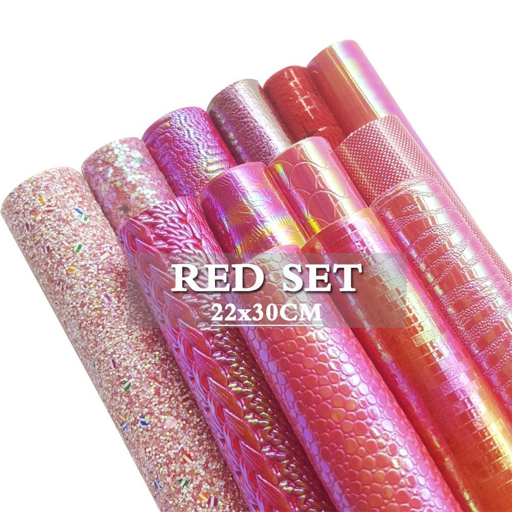 Rynx | Shiny Red Chunky Glitter Craft Fabric Sheets - A4 Size for DIY Projects