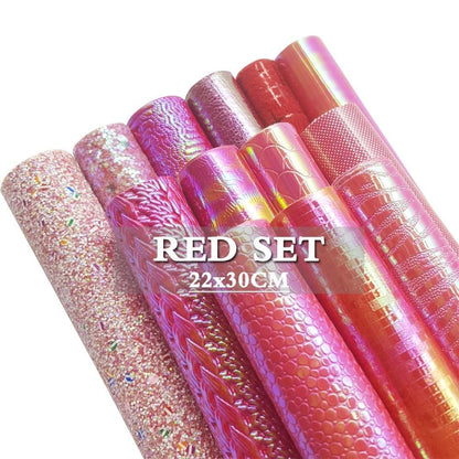 Rynx | Shiny Red Chunky Glitter Craft Fabric Sheets - A4 Size for DIY Projects