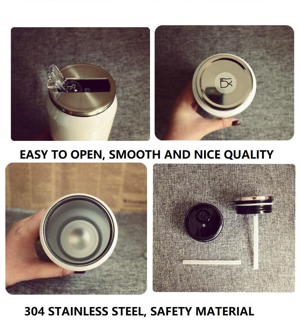 Rynx | Stylish stainless steel insulated water bottle with colorful straw - 350ml & 500ml options
