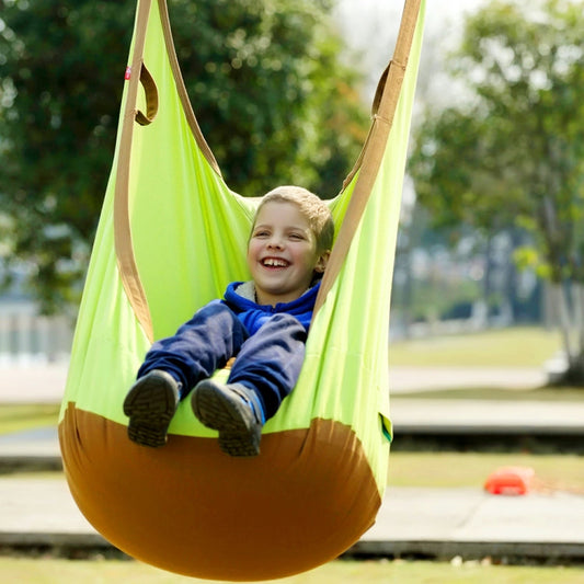 Rynx | Adult and Children All-cotton Canvas Swing Outdoor Swing Frame Hanging Hammock, Size: 55*75*145cm, Random Color Delivery