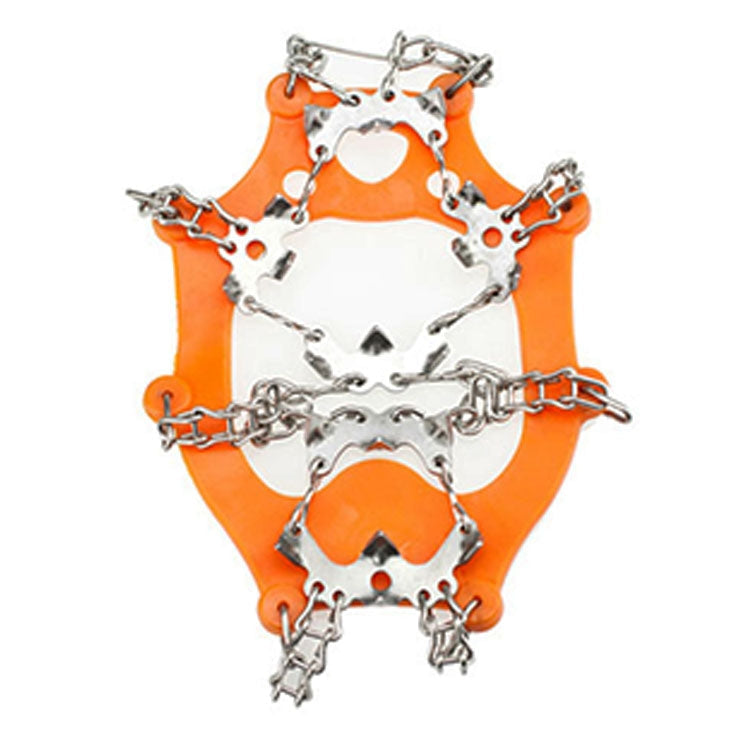 Rynx | One Pair 19 Teeth Anti-Slip Ice Gripper Hiking Climbing Chain Shoes Covers, Size: M(Orange)