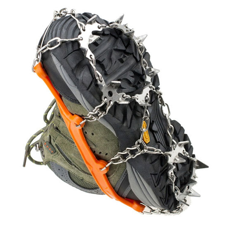 Rynx | One Pair 19 Teeth Anti-Slip Ice Gripper Hiking Climbing Chain Shoes Covers, Size: M(Orange)
