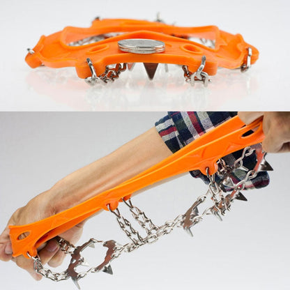 Rynx | One Pair 19 Teeth Anti-Slip Ice Gripper Hiking Climbing Chain Shoes Covers, Size: M(Orange)