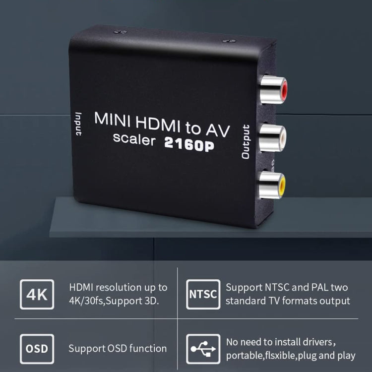 Rynx | Mini HDMI to AV / CVBS Composite Video Signal Converter (Black)