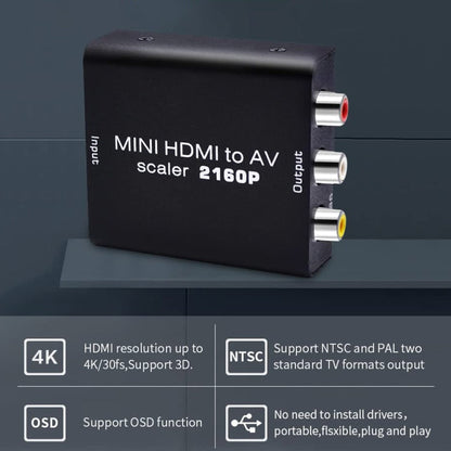 Rynx | Mini HDMI to AV / CVBS Composite Video Signal Converter (Black)
