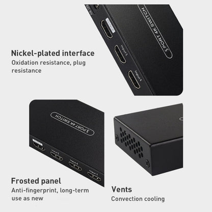 Rynx | Measy SWH4651 4K 60Hz 5 In 1 Out HDMI Converter Switcher, Plug Type: EU Plug (Black)