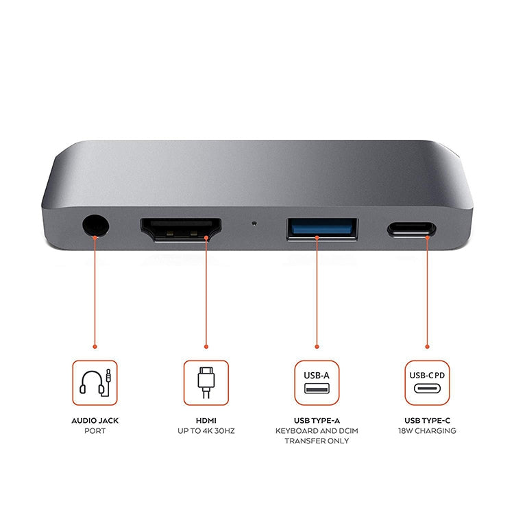 Rynx | HW-TC29 4 In 1 Type-C / USB-C Multifunctional Extension HUB Adapter iPad Pro HUB (Silver)