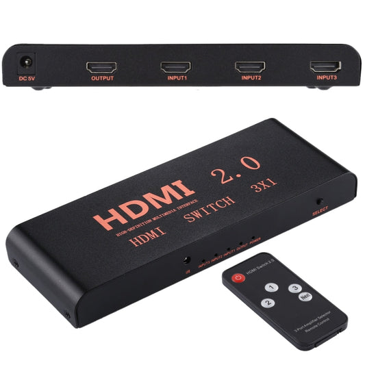 Rynx | 3X1 4K/60Hz HDMI 2.0 Switch with Remote Control, EU Plug