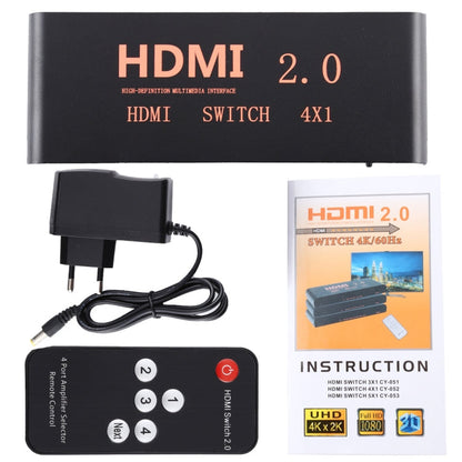 Rynx | 4X1 4K/60Hz HDMI 2.0 Switch with Remote Control, EU Plug