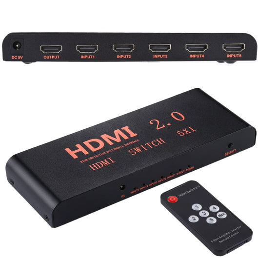 Rynx | 5X1 4K/60Hz HDMI 2.0 Switch with Remote Control, EU Plug
