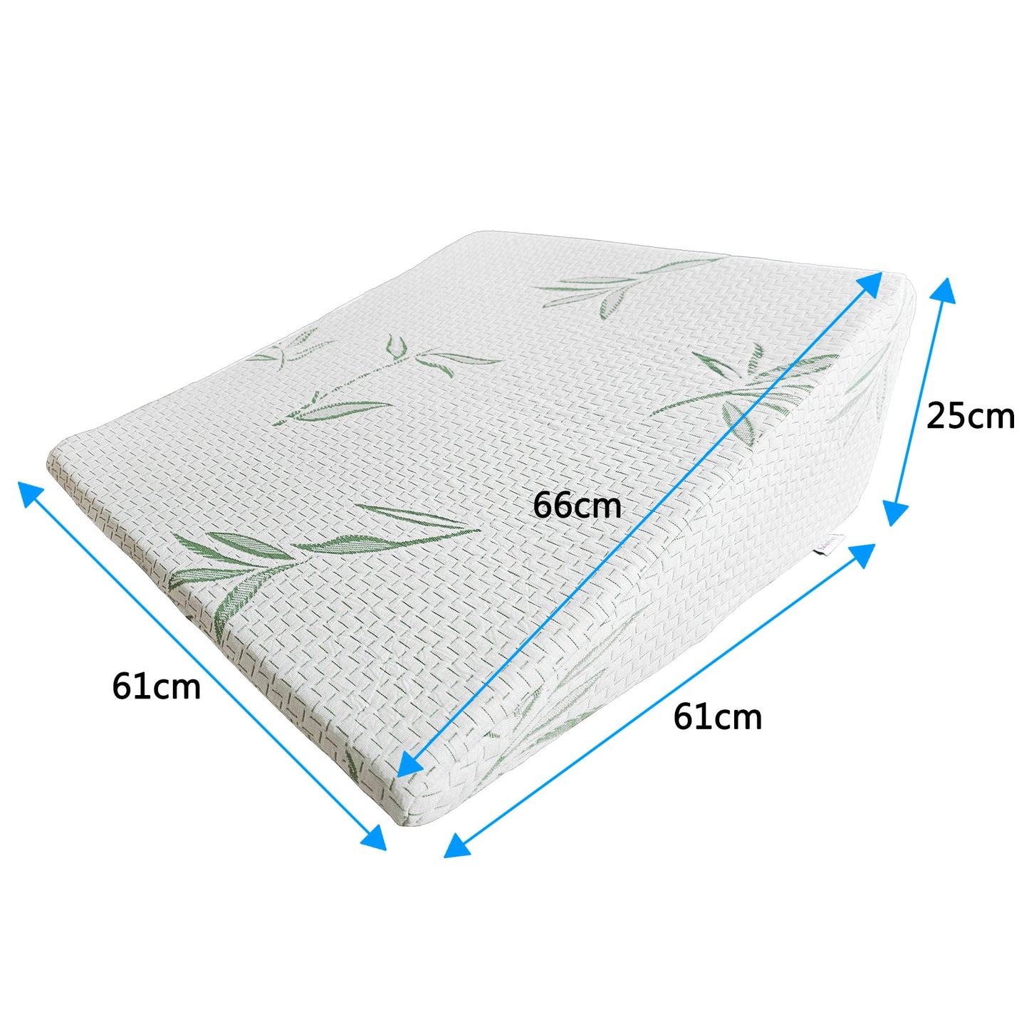 RYNX | 1x Bamboo Pillow Wedge Cushion Cooling Gel Memory Foam Fabric Bed Back Support