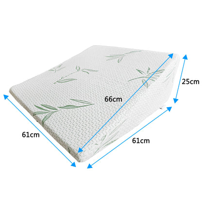 RYNX | 1x Bamboo Pillow Wedge Cushion Cooling Gel Memory Foam Fabric Bed Back Support