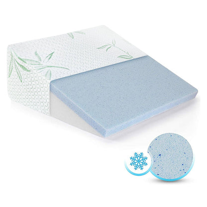 RYNX | 1x Bamboo Pillow Wedge Cushion Cooling Gel Memory Foam Fabric Bed Back Support