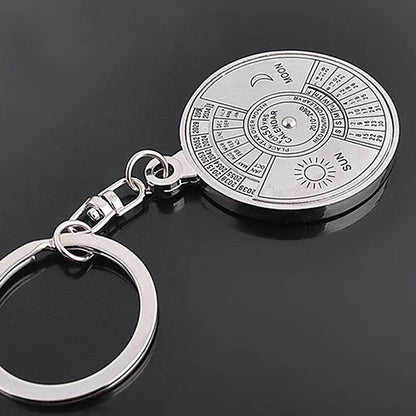 Rynx | 50-Year Perpetual Calendar Keychain - Silver Alloy Key Ring with Keyfob Decoration 8OU9