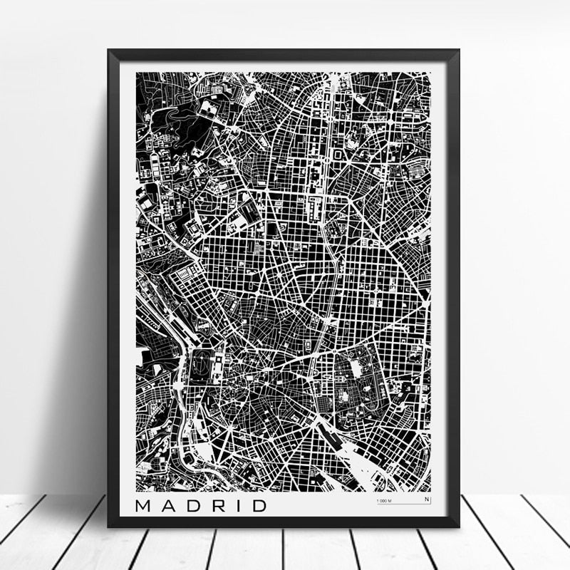 Rynx | Famous City Classic Maps Posters and Prints Wall Art Canvas Paintings Paris Copenhagen Madrid Map for Living Room Home Decor 1