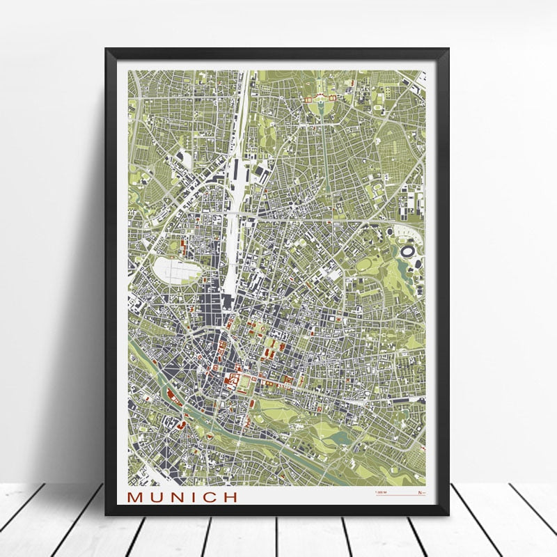 Rynx | Famous City Classic Maps Posters and Prints Wall Art Canvas Paintings Paris Copenhagen Madrid Map for Living Room Home Decor 1