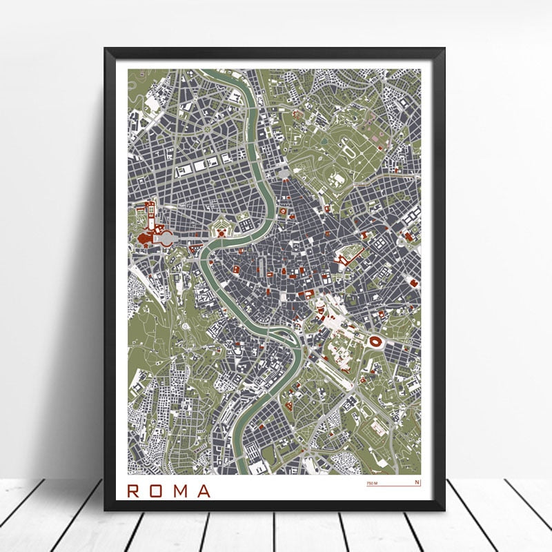 Rynx | Famous City Classic Maps Posters and Prints Wall Art Canvas Paintings Paris Copenhagen Madrid Map for Living Room Home Decor 1