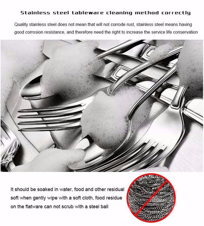 RYNX | Set Black 32 pcs Stainless Steel Knife Fork Spoon Stylish Teaspoon Kitchen