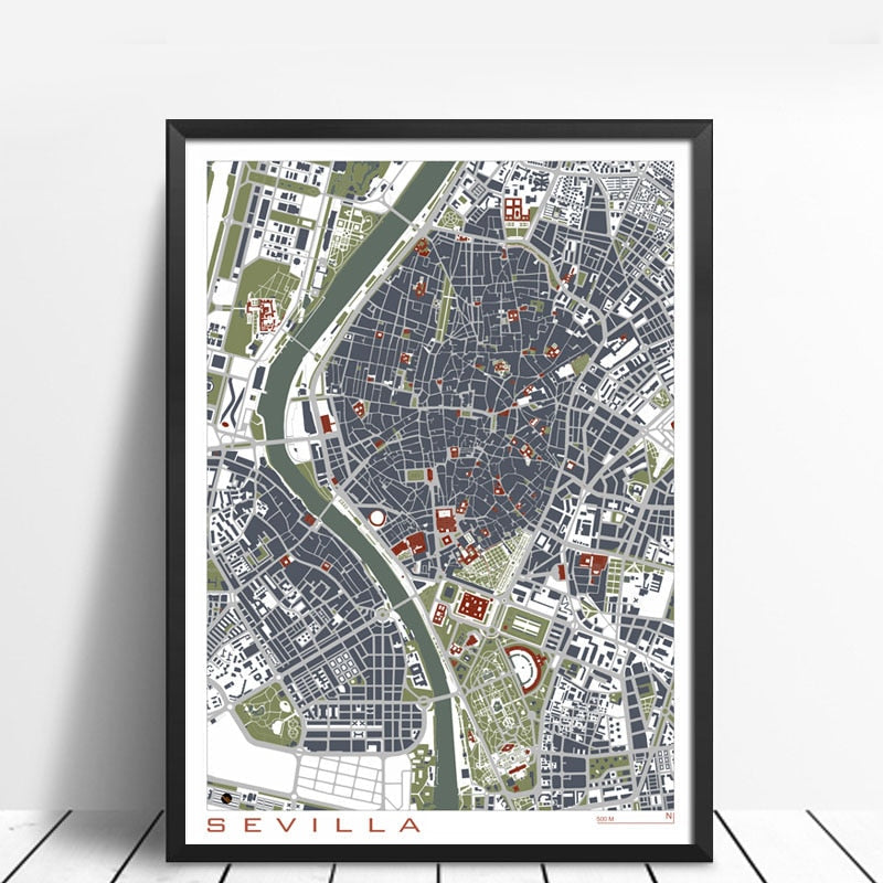 Rynx | Famous City Classic Maps Posters and Prints Wall Art Canvas Paintings Paris Copenhagen Madrid Map for Living Room Home Decor 1