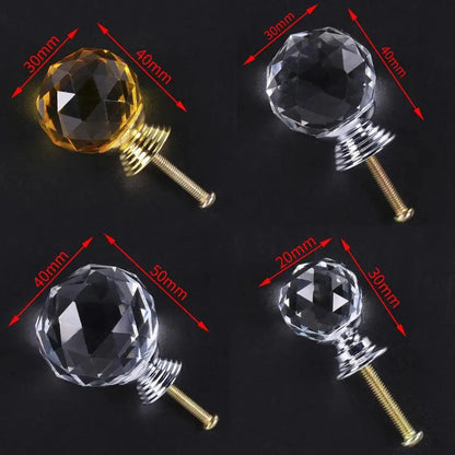 Rynx | Exquisite Diamond-Cut Crystal Glass Cabinet Knobs for a Stylish Home Upgrade