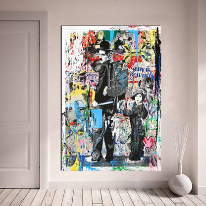 Rynx | Canvas painting graffiti art prints Charlie Chaplin oil painting wall art and prints living room decor