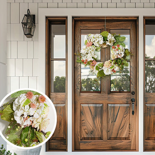 Rynx | 28 Inch Hydrangea and Magnolia Artificial Wreath