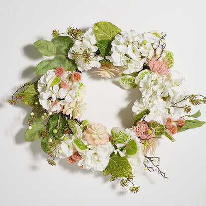 Rynx | 28 Inch Hydrangea and Magnolia Artificial Wreath