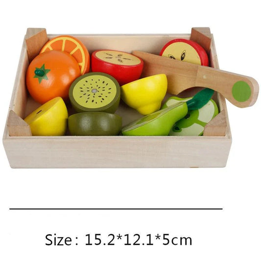 Rynx | Montessori Wooden Kitchen Play Set - Interactive Do-Kergen Toy with Fruit & Vegetable Cutting Set for Children