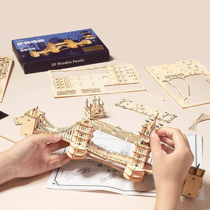 Rynx | 3D Architectural Wooden Puzzle Set: Build Big Ben, Tower Bridge & Five-Story Pagoda