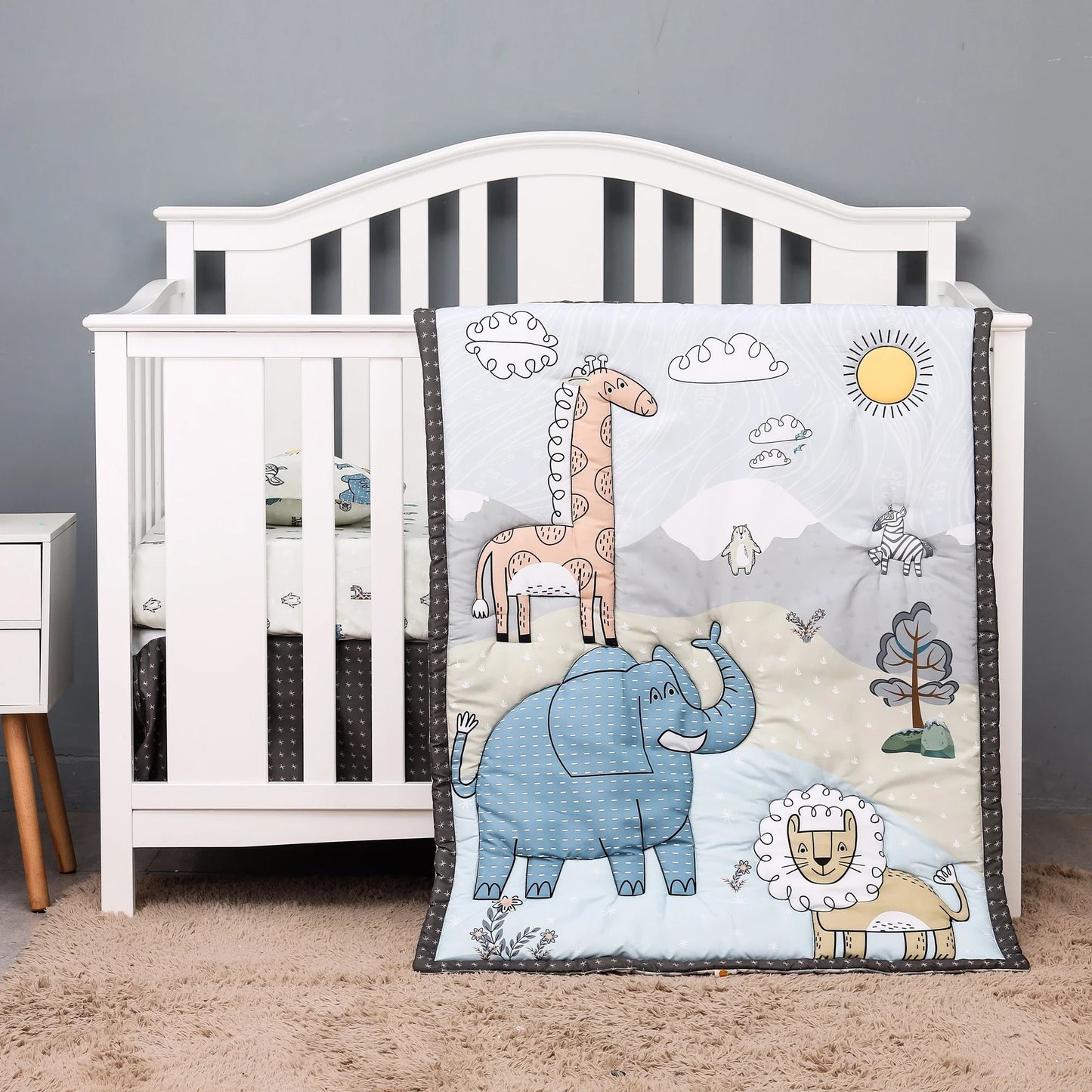 Rynx | Jungle Design Baby Bedding Set for Boys - Blanket, Crib Sheet