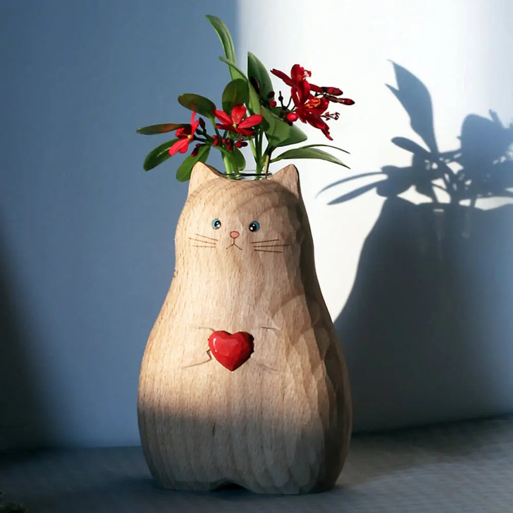 Rynx | Handmade cat vase made of wood – Unique & Eco-friendly decor