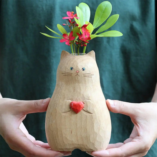 Rynx | Handmade cat vase made of wood – Unique & Eco-friendly decor