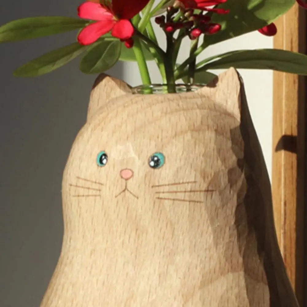Rynx | Handmade cat vase made of wood – Unique & Eco-friendly decor