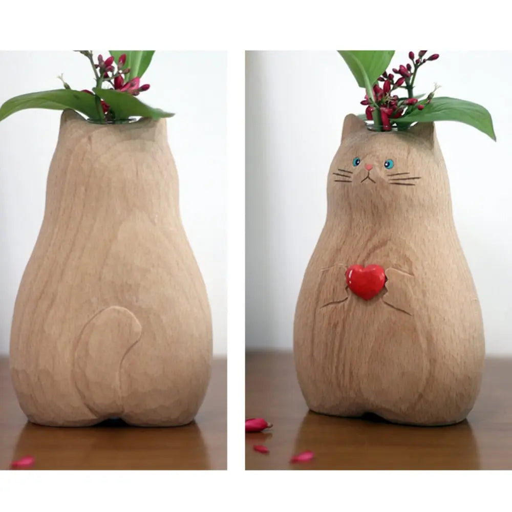 Rynx | Handmade cat vase made of wood – Unique & Eco-friendly decor