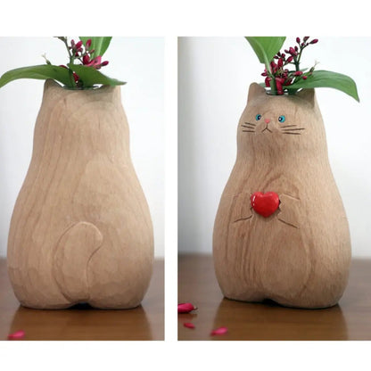 Rynx | Handmade cat vase made of wood – Unique & Eco-friendly decor
