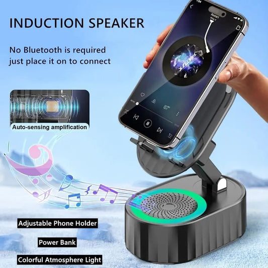 Rynx | Handy Stand with Induction Speaker & Power Bank