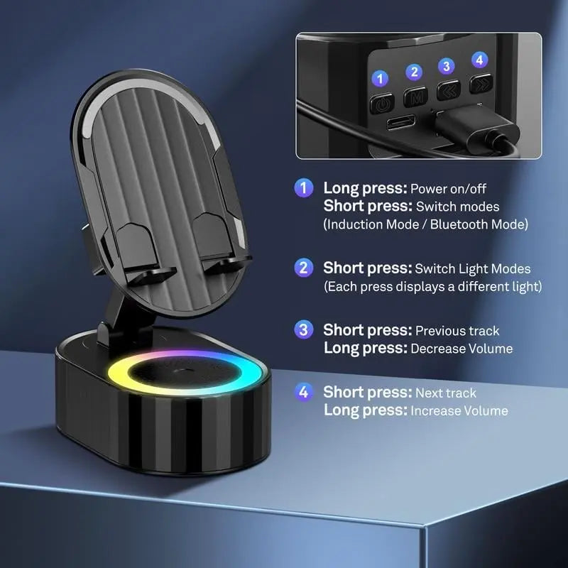 Rynx | Handy Stand with Induction Speaker & Power Bank