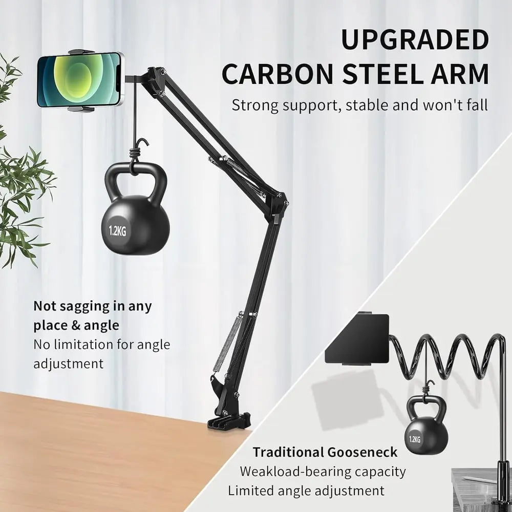 Rynx | Device holder for the bed with long arm – Holds devices up to 1.2 kg safely