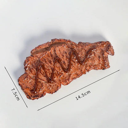 Rynx | Realistic Miniature Steak Replica for Dollhouses – Perfect Fake Food Props for Creative Play and Photography