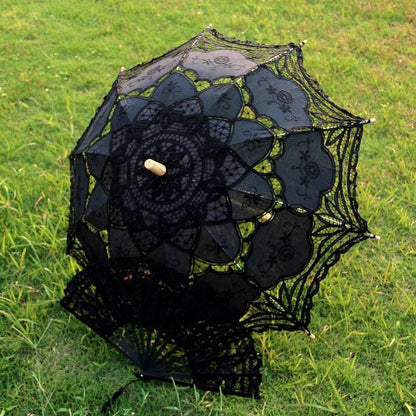 Rynx | Victorian Elegance Bottle Umbrella and Fan Set: Handmade Timeless Beauty A0101 black